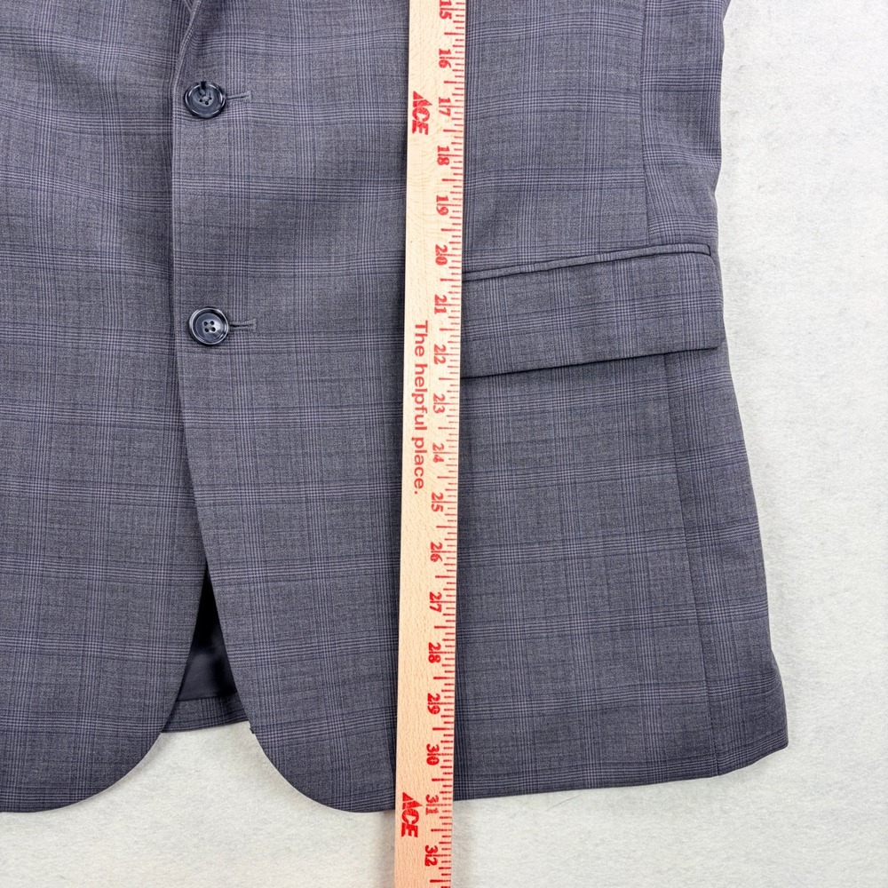 Jos A Bank Mens Gray Glen Plaid Blue Accent 2 Piece Pleated Suit 42R 36x30 - Picture 9 of 15